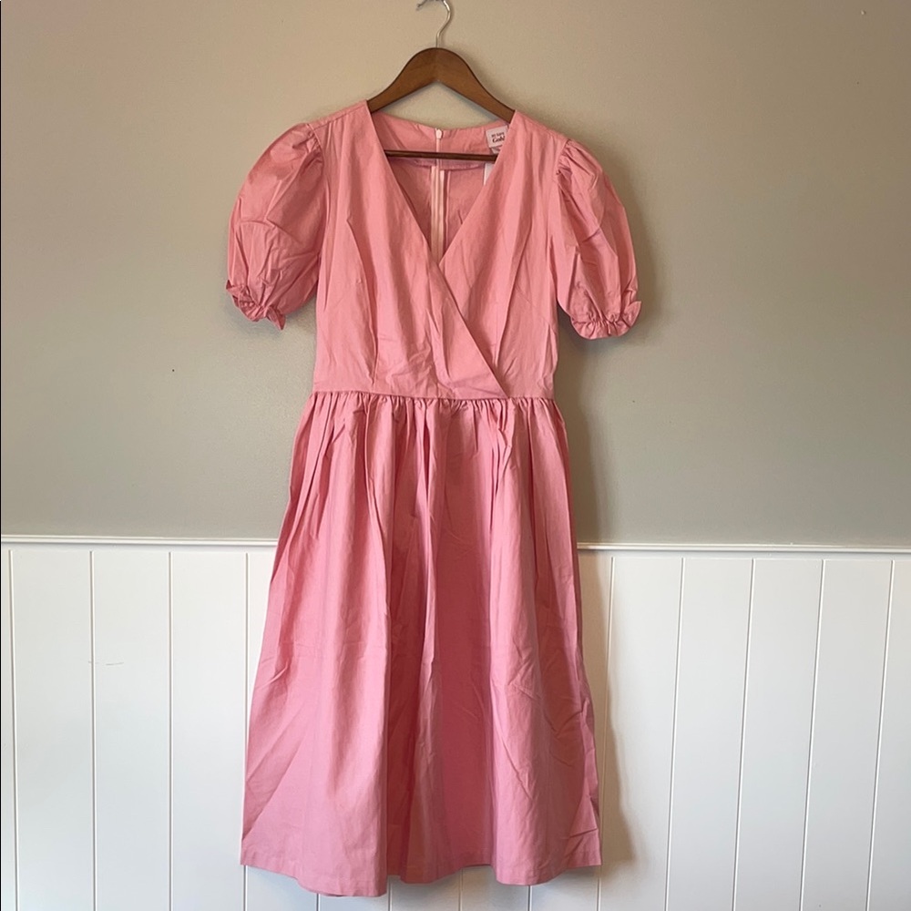 Elegant Pink Puff Sleeve Dress